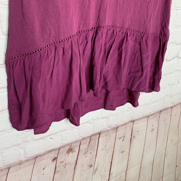 LOFT Womens Magenta Purple Crochet Hi-Low Peplum Tank Top Size S - Picture 3 of 8